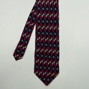 Fratelli Moda Burgundy Geometric Diamond Silk Necktie Mens OS